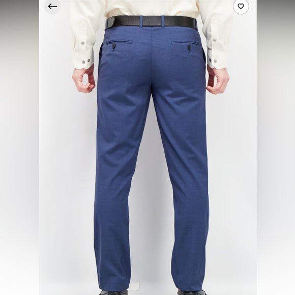 NWT Cliff-in "Italian Fit" Men’s Trousers - Dark Blue Grid Pattern - Sz 34 - Picture 5 of 15